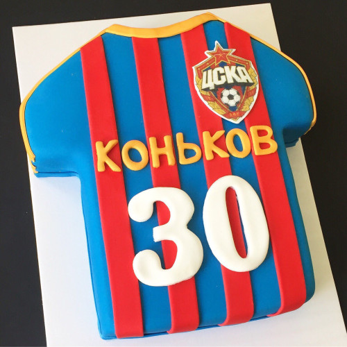 Торт 3D #746 футболка цска, мастика красный синий