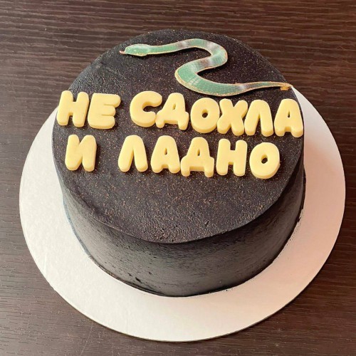 Бенто торт #2032 с шоколадными буквами и змеей 700 г, черный