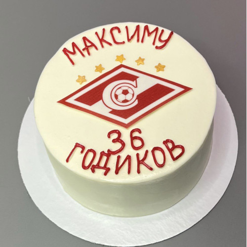 Бенто торт #2371 с надписью и логотипом фк спартак 700 г, белый