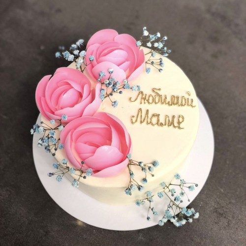 Бенто торт #2738 с пионами 700 г, белый