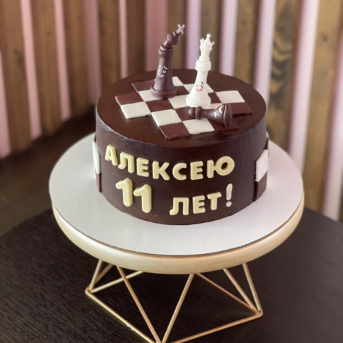 Торт для мальчиков #1266 шахматы, черный