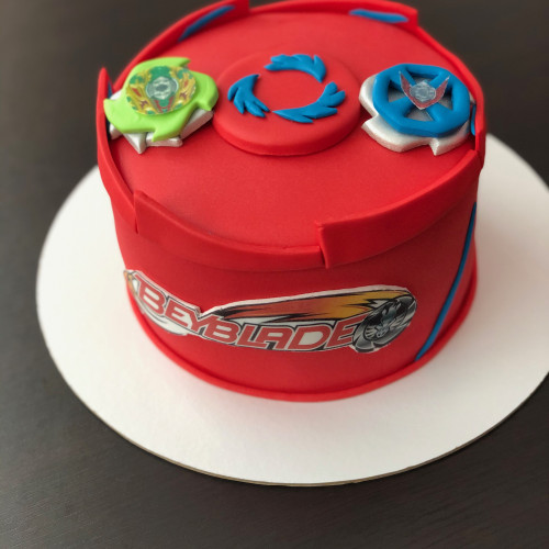 Торт для мальчиков #850 beyblade, мастика красный