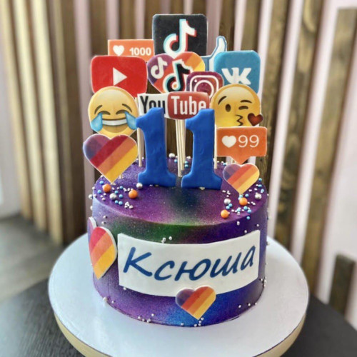 Торт для девочек #1171 лайки и цифра, космос