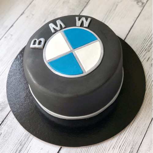 Торт для мужчин #48 с логотипом BMW, мастика черный
