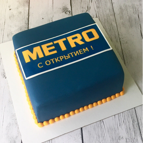 Торт для организации #644 с логотипом, мастика синий