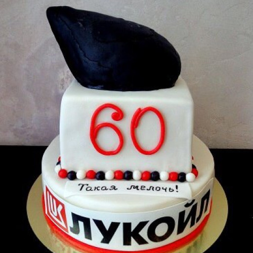 Торт для организации #659 с логотипом, мастика белый