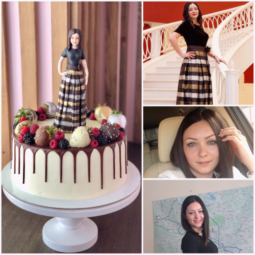 Торт с фигуркой по фото #650 с ягодами и клубникой в шоколаде, белый